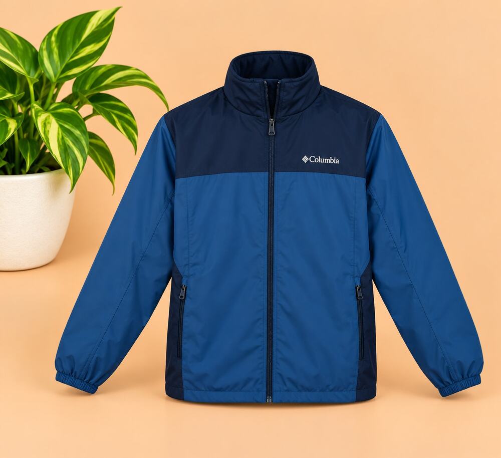 NWT Columbia Men's Creek Falls Hooded Rain Jacket, Navy Blue, Medium